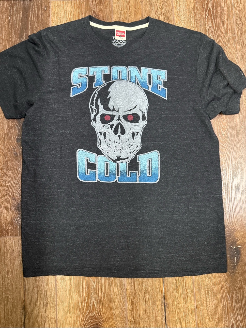 HOMAGE Black 'Stone Cold' Skull Graphic Tee with Blue Accents
